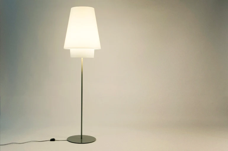 Stehlampe mit Lampenschirm, Stehleuchte weiß, Ø 58 cm