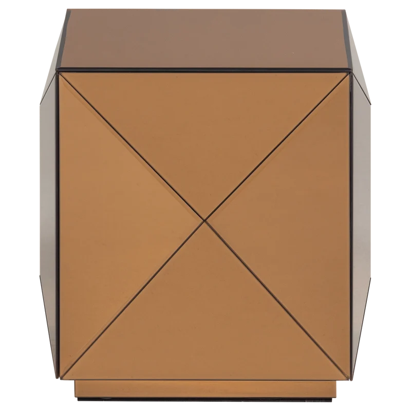 Glintz beistelltisch holz spiegelglas braun