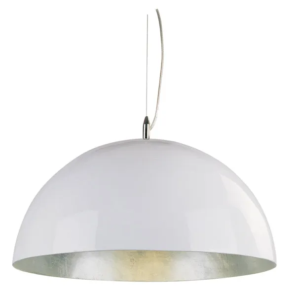 Moderne Pendelleuchte Kuppel, in Farbe Weiß-Silber, Durchmesser 90 cm
