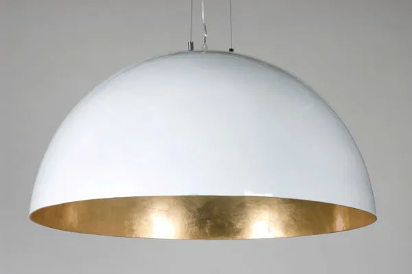 Moderne Pendelleuchte Kuppel, in Farbe Weiß-Gold, Durchmesser 120 cm