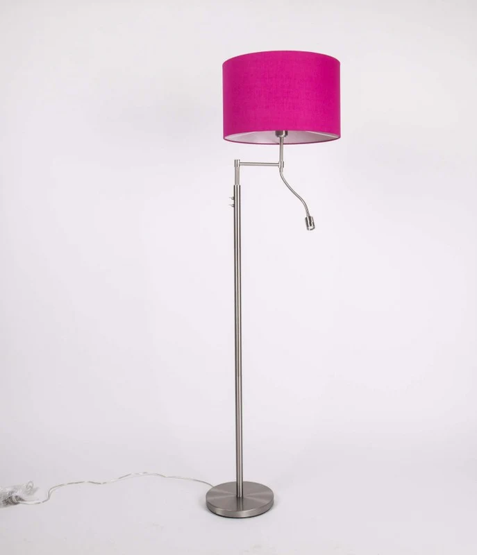 Stehleuchte mit LED-Leselampe, Lampenschirm in Farbe Pink