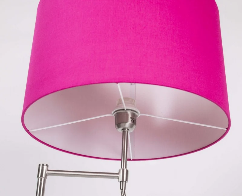 Stehleuchte mit LED-Leselampe, Lampenschirm in Farbe Pink