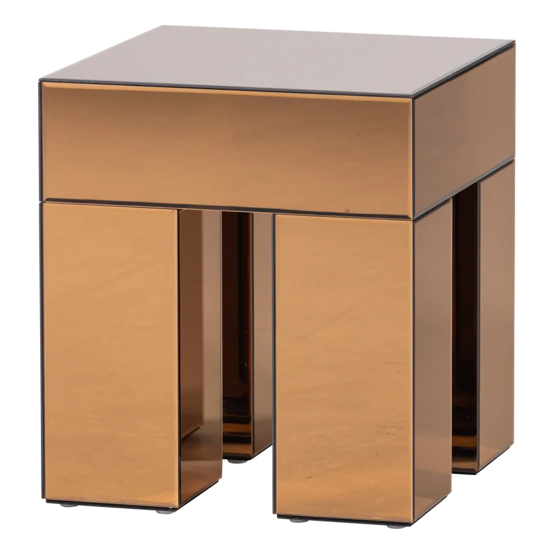 Mirrox beistelltisch holz spiegelglas braun