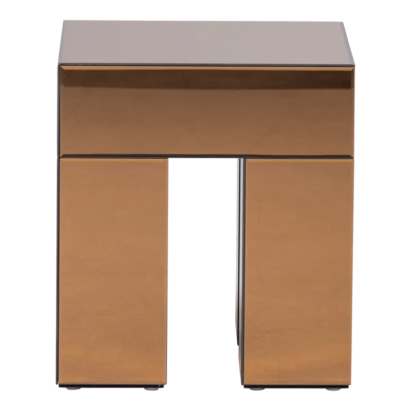 Mirrox beistelltisch holz spiegelglas braun