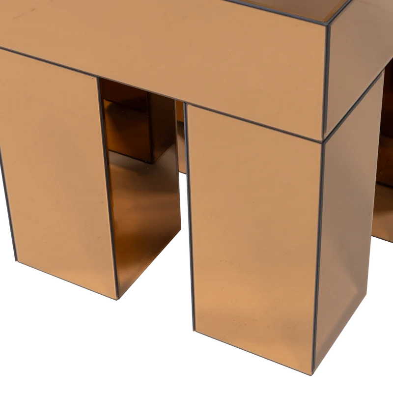 Mirrox beistelltisch holz spiegelglas braun
