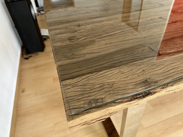 Esstisch Silber mit Glasplatte, Tisch verchromte Tischbeine, Maße 200 x 100 cm