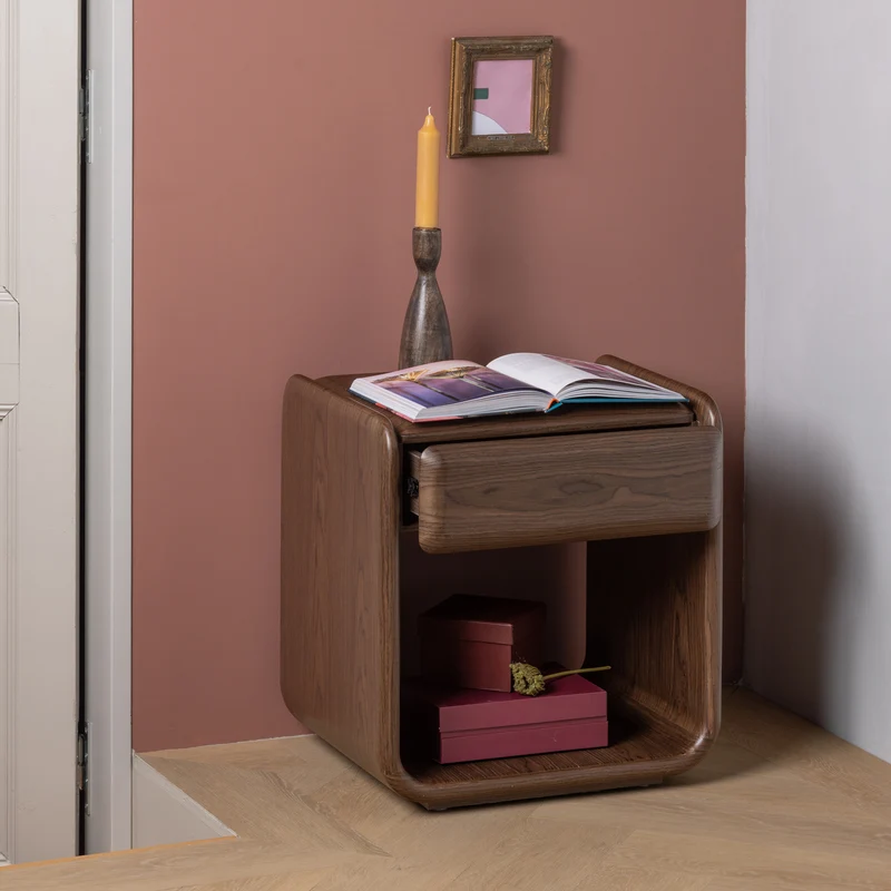 Elura kommode/nachttisch 1 schublad holz furnier braun