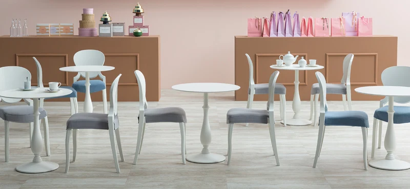 Barocktisch weiß, Tisch rund weiß , Bistrotisch rund weiß, Durchmesser 60-80 cm