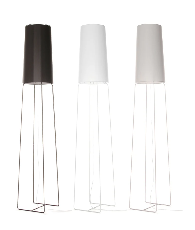 Stehleuchte in drei Farben, Stehlampe mit Lampenschirm schwarz, weiß, grau, Höhe 176 cm