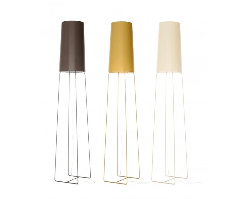 Stehleuchte in drei Farben, Stehlampe mit Lampenschirm braun, Gold,