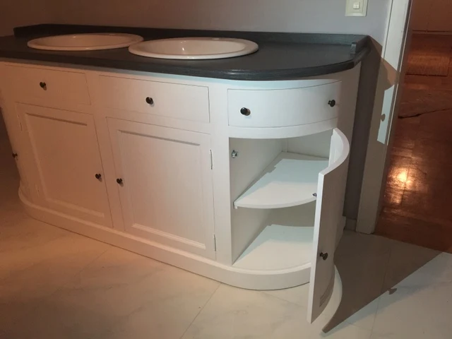 Waschtisch weiß-grau im Landhausstil, Badmöbel weiß, Breite 190 cm
