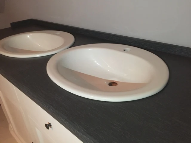 Waschtisch weiß-grau im Landhausstil, Badmöbel weiß, Breite 190 cm