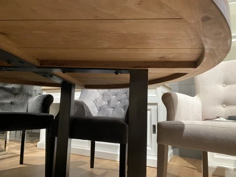 Runder Tisch grau - Naturholz, Tisch rund Industrie grau, Esstisch rund Landhausstil, Durchmesser 130 cm