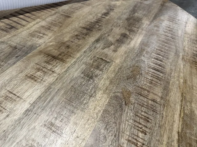 Runder Tisch grau - Naturholz, Tisch rund Industrie grau, Esstisch rund Landhausstil, Durchmesser 130 cm