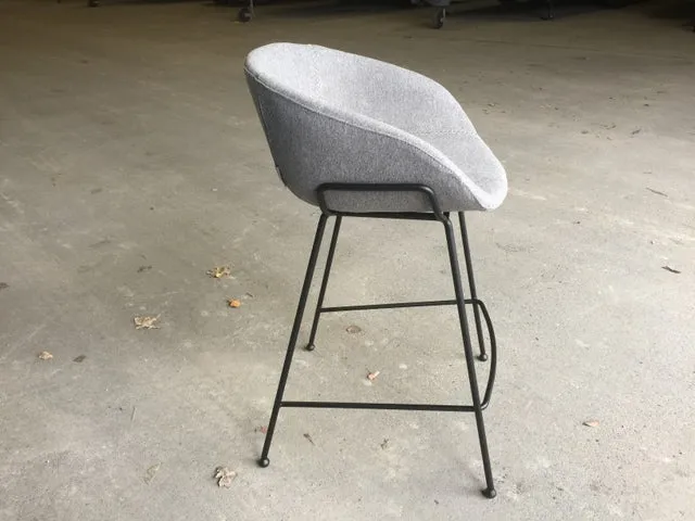 Barstuhl gepolstert Metall-Gestell, Barstuhl grau, Sitzhöhe 76 cm