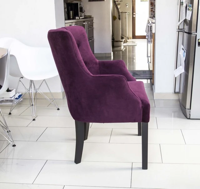 Sessel chesterfield, gepolsterter Stuhl -Sessel Velour bordeaux