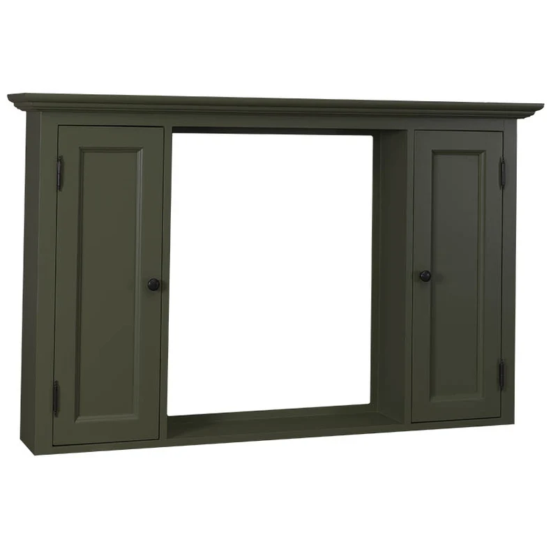 Spiegelschrank grau Massivholz, Spiegel im Landhausstil, Maße 131x80 cm