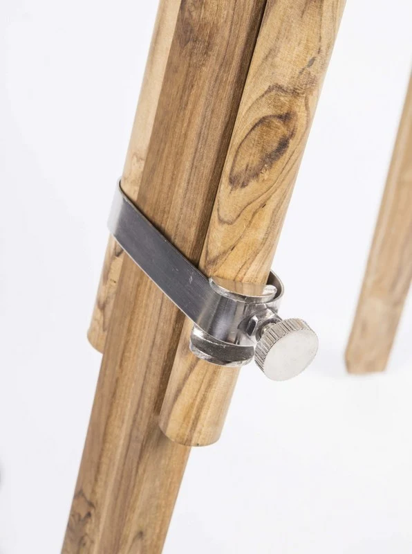 Stehlampe mit Lampenschirm grau, Stehlampe Dreifuß Naturholz