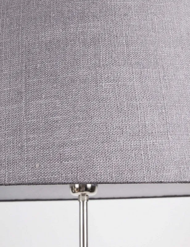 Stehlampe mit Lampenschirm grau, Stehlampe Dreifuß Naturholz