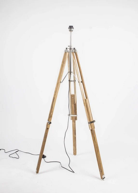 Lampenfuß für eine Stehlampe, Farbe Naturholz-Chrome, Höhe 100-180 cm