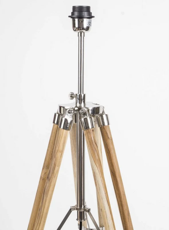 Lampenfuß für eine Stehlampe, Farbe Naturholz-Chrome, Höhe 100-180 cm