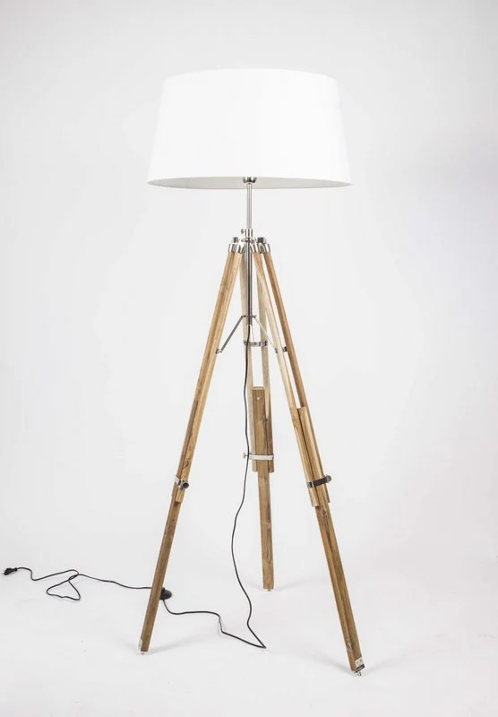 Lampenfuß für eine Stehlampe, Farbe Naturholz-Chrome, Höhe 100-180 cm