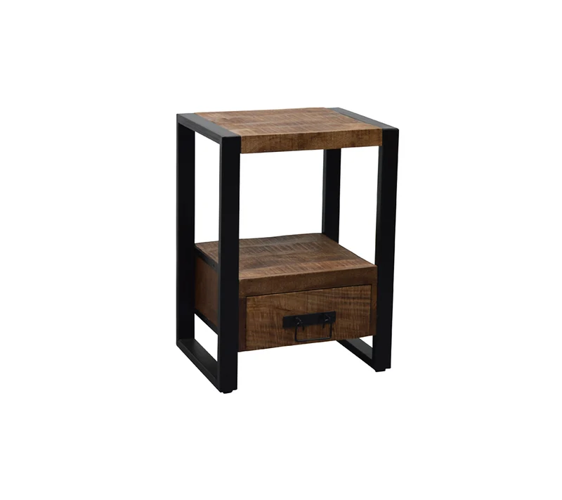 Beistelltisch Industriedesign, Regal Metall Holz, Breite 50 cm