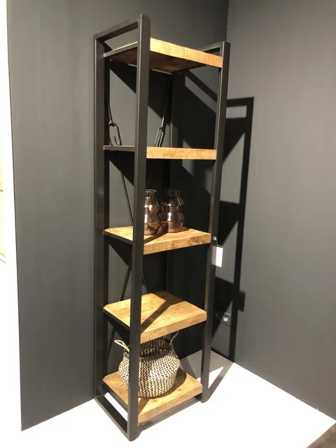 Regal Industriedesign, Bücherregal Metall Holz, Breite 55 cm