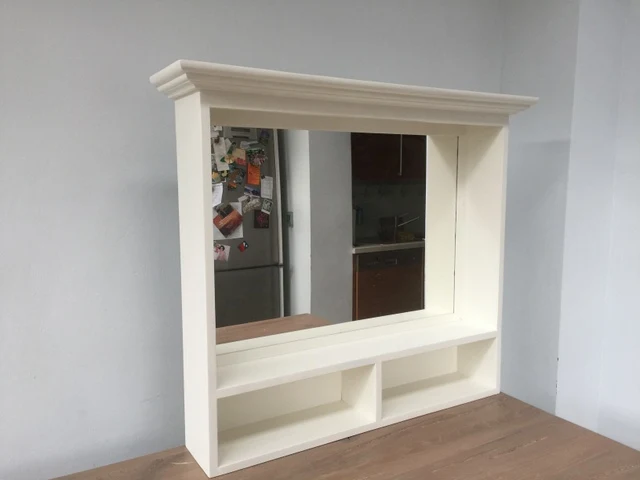 Spiegel weiß Massivholz, Spiegel im Landhausstil, Maße 93x80 cm