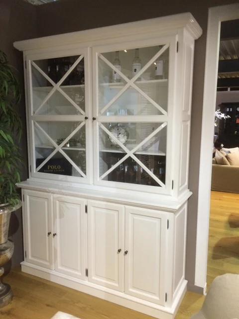 Vitrine weiß, Geschirrschrank aus Massivholz weiß, Küchenschrank weiß im Landhausstil