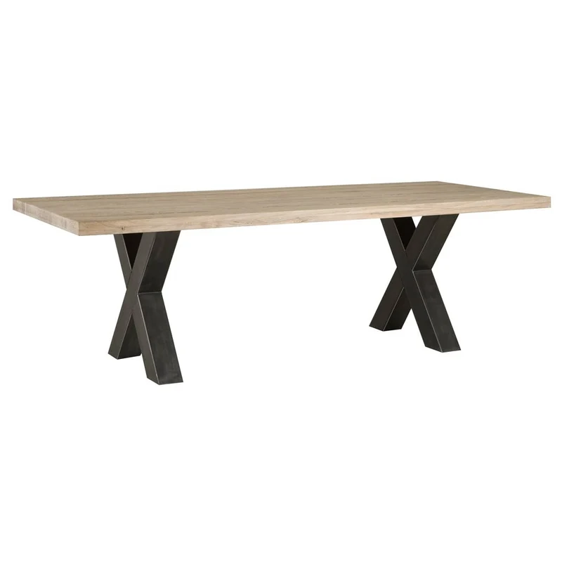 Esstisch Eiche massiv, Eichentisch Metall Tischbeine, Tisch Länge 220 cm