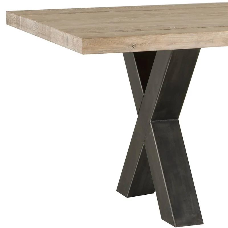 Esstisch Eiche massiv, Eichentisch Metall Tischbeine, Tisch Länge 220 cm