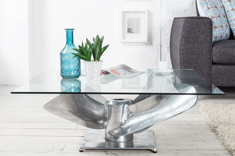 Couchtisch Glas-Metall, Tisch Glasplatte