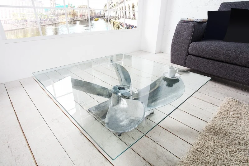 Couchtisch Glas-Metall, Tisch Glasplatte