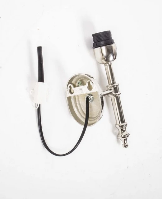 Wandleuchte verchromt, Farbe silber, Wandlampe mit Lampenschirm grau