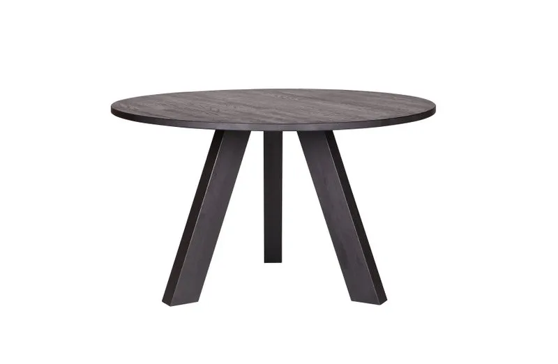Tisch rund anthrazit grau Massivholz, Esstisch rund anthrazit Eiche massiv, Durchmesser 129 cm