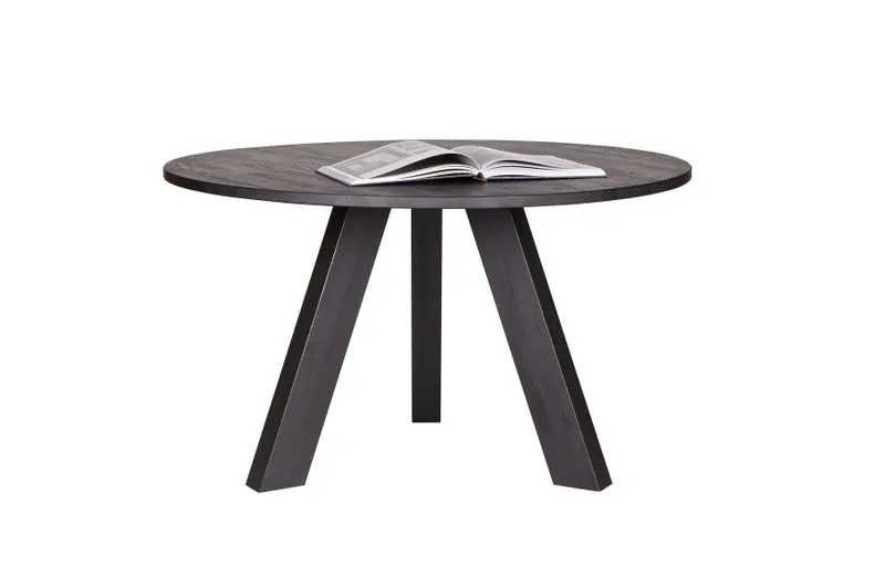 Tisch rund anthrazit grau Massivholz, Esstisch rund anthrazit Eiche massiv, Durchmesser 129 cm