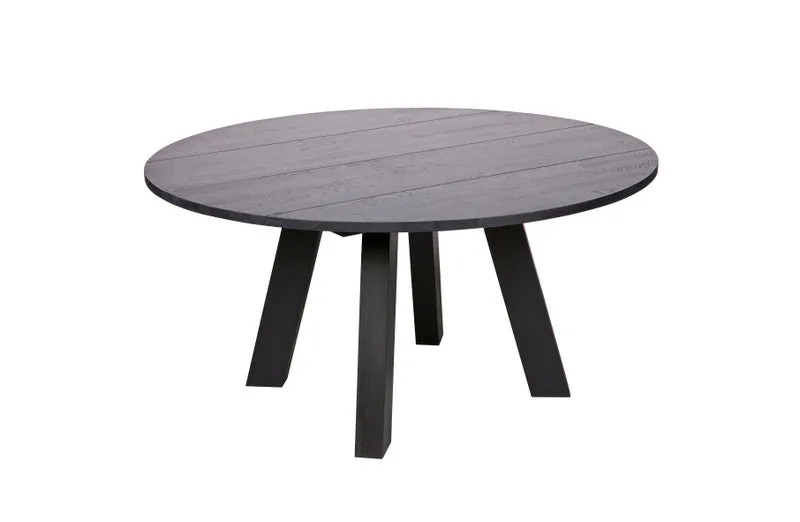 Tisch rund anthrazit Massivholz, Esstisch rund Eiche massiv, Durchmesser 150 cm