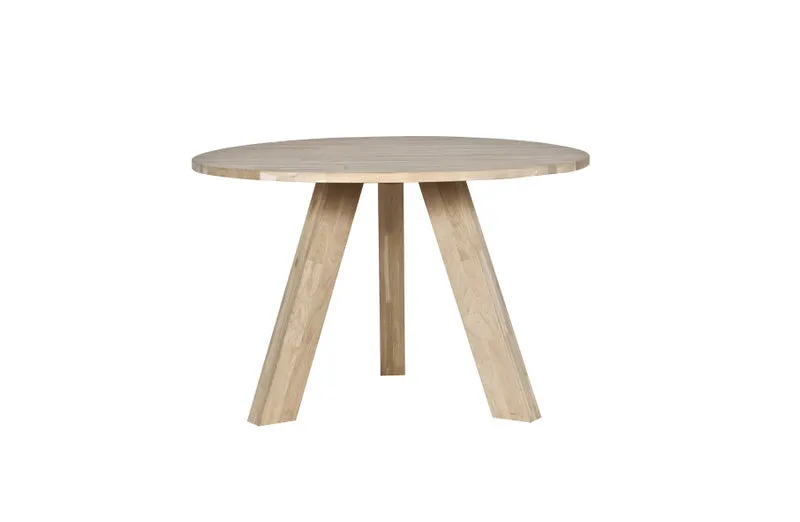 Tisch rund Massivholz, Esstisch rund Eiche massiv, Durchmesser 129 cm