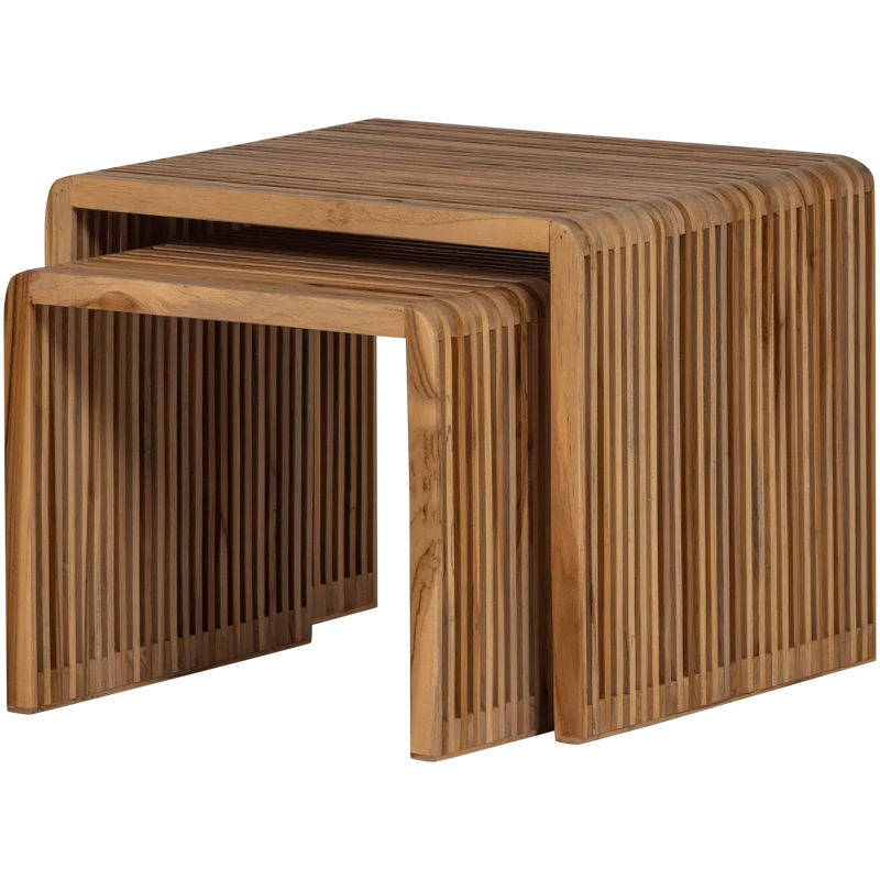 Jasmijn Beistelltisch aus recyceltem Teakholz natur – 2er-Set