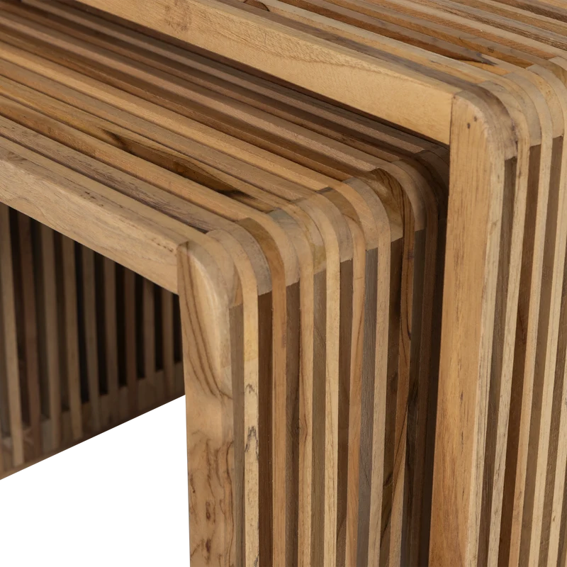 Jasmijn Beistelltisch aus recyceltem Teakholz natur – 2er-Set