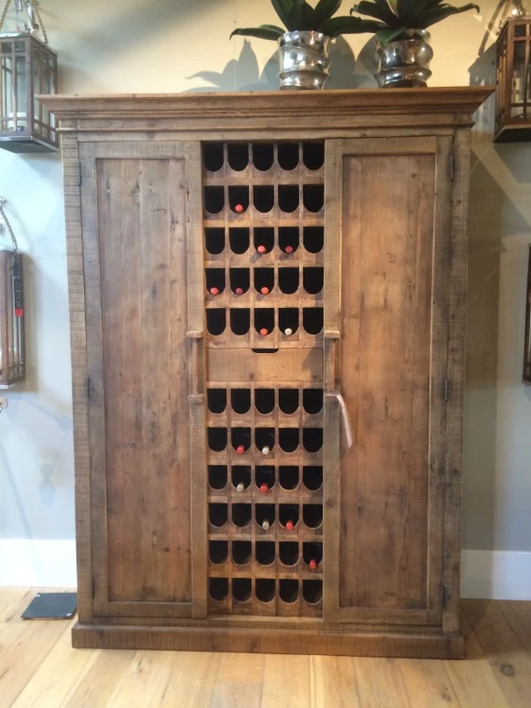 Weinschrank Massivholz, Weinregal Holz im Landhausstil