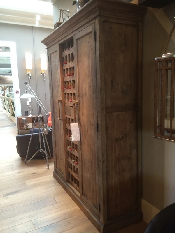 Weinschrank Massivholz, Weinregal Holz im Landhausstil