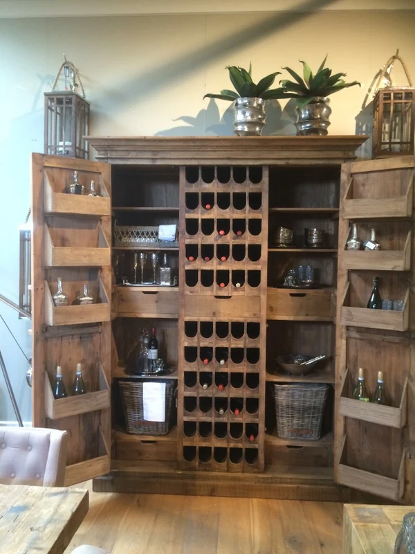 Weinschrank Massivholz, Weinregal Holz im Landhausstil