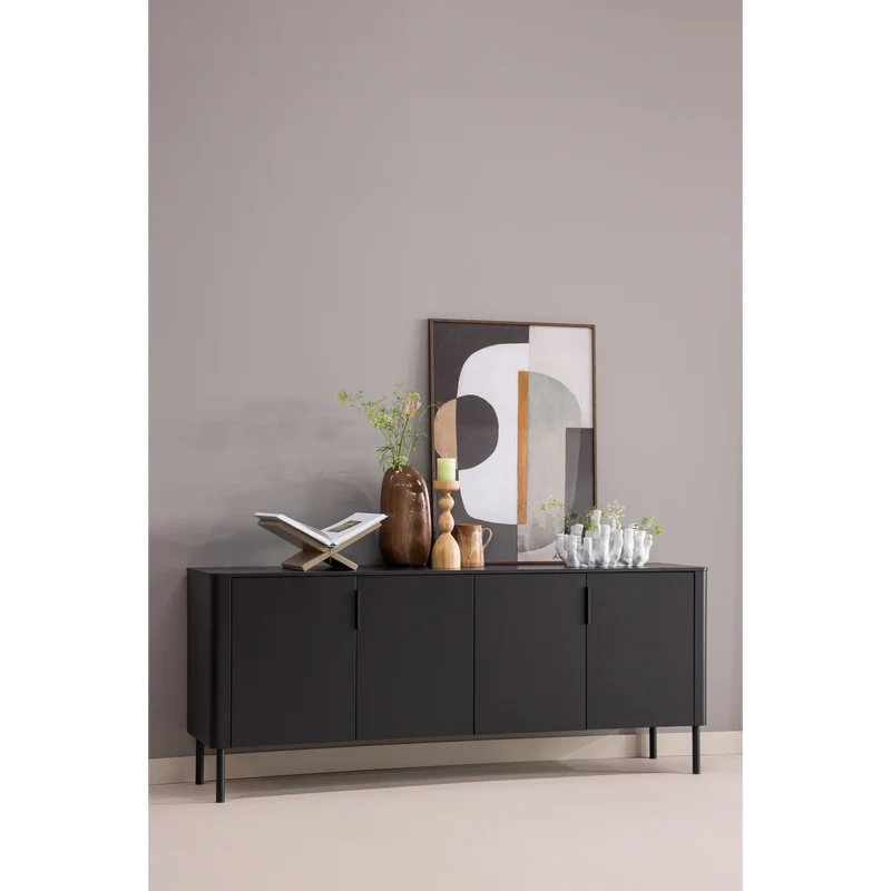 Gunnar Sideboard 200 cm Kiefer mattschwarz