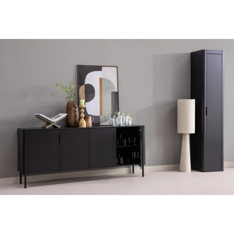 Gunnar Sideboard 200 cm Kiefer mattschwarz