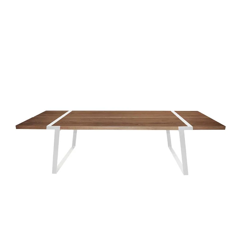 Esstisch Eiche Tischplatte weiße Tischbeine, Tisch Massiv-Eiche Metall weiß, Maße 240 x 100 cm