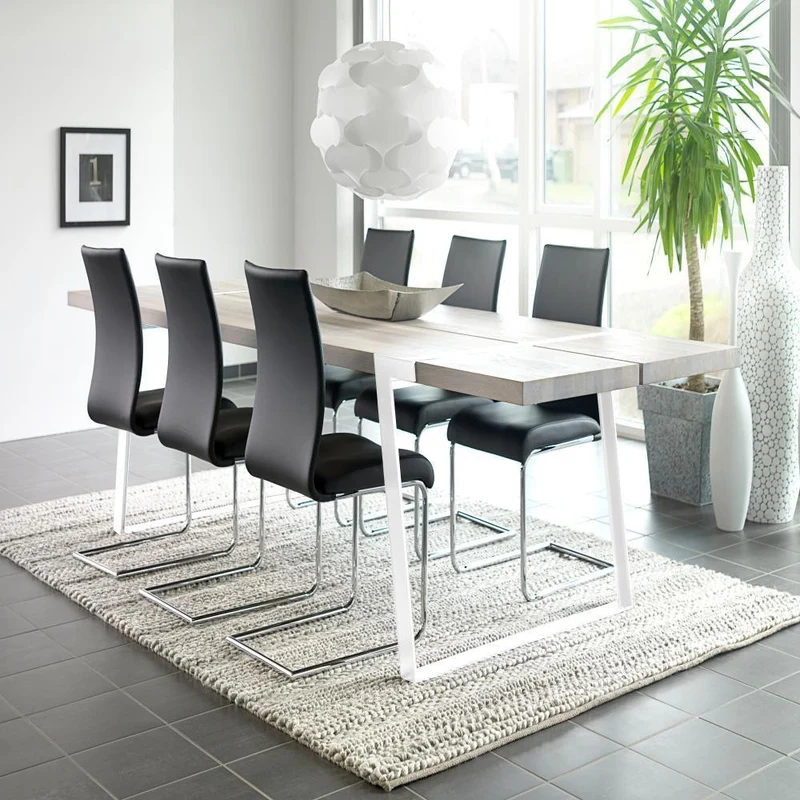 Esstisch weiß Eiche Tischplatte, Tisch weiße Tischbeine, Tisch Massiv-Eiche Metall weiß, Maße 240 x 100 cm