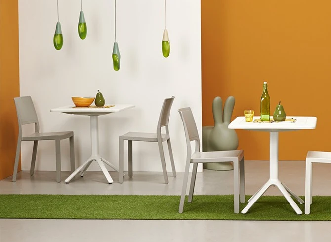 Stuhl, Indoor, Outdoor, taubengrau, aus Kunststoff, Stapelbar