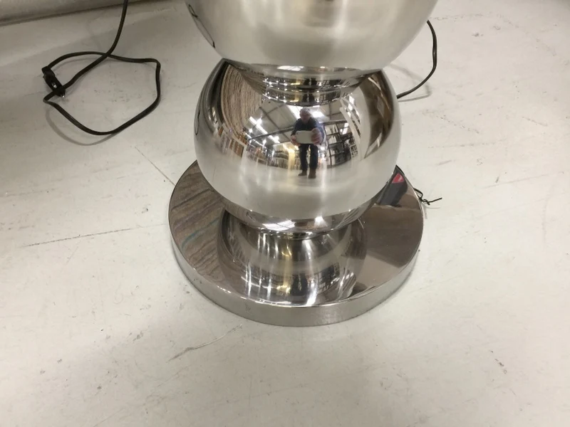 Stehleuchte verchromt Lampenschirm weiß, Stehlampe silber mit weißen Lampenschirm